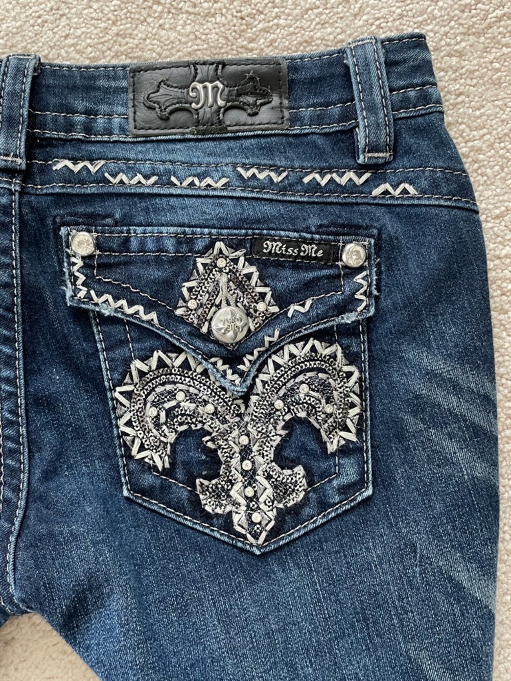 Miss Me Dark Blue Embellished Bootcut Jeans - Picture 1 of 7